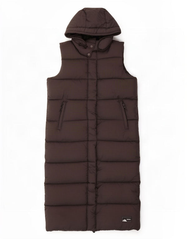 Colete acolchoado com capuz Superdry masculino Longline UK 14 médio preto xadrez nylon