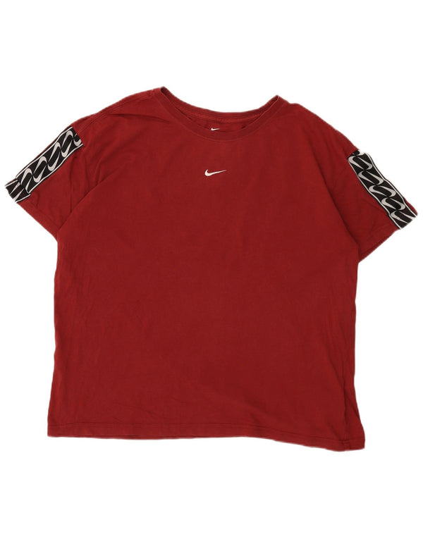 Camiseta gráfica masculina Nike grande grande algodão colorblock cor de vinho