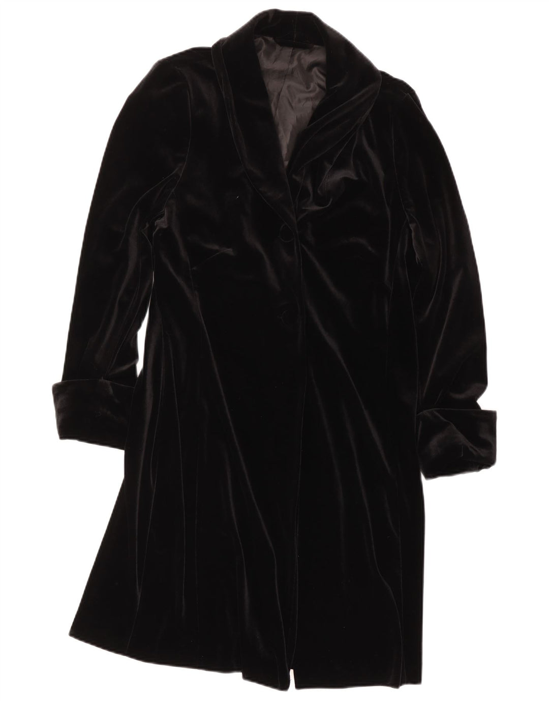 Sobretudo de veludo feminino vintage UK 16 grande poliéster preto