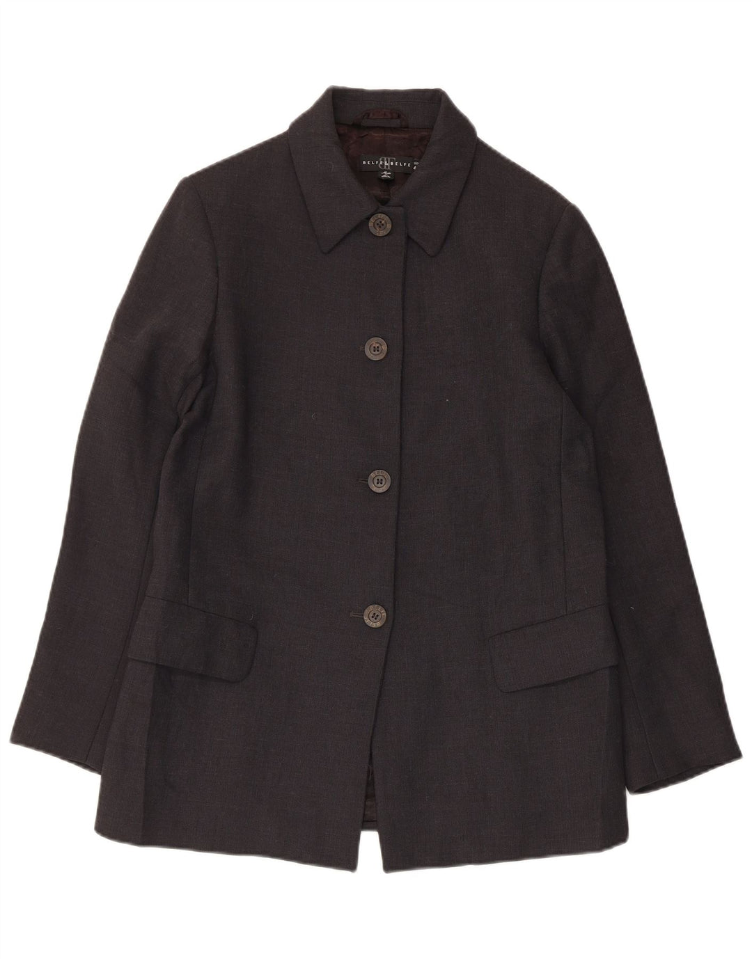 Belfe & Belfe Jaqueta blazer feminina de 4 botões IT 40 pequena lã virgem preta
