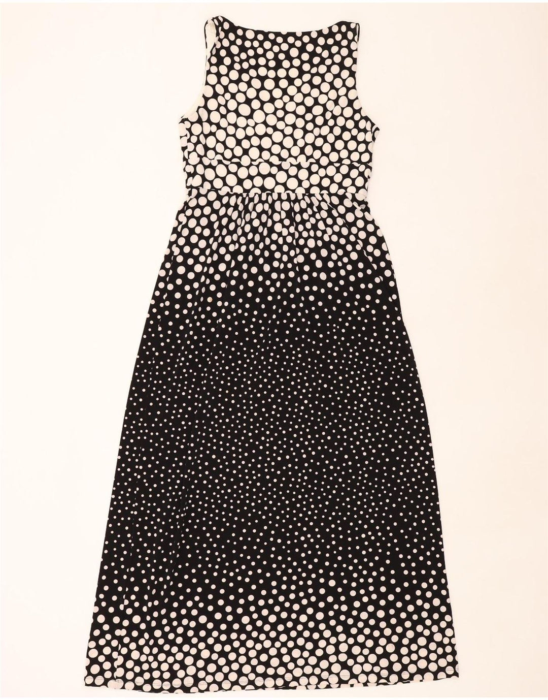 Vestido maxi feminino sem mangas CHAPS Reino Unido 14 grande poliéster manchado preto