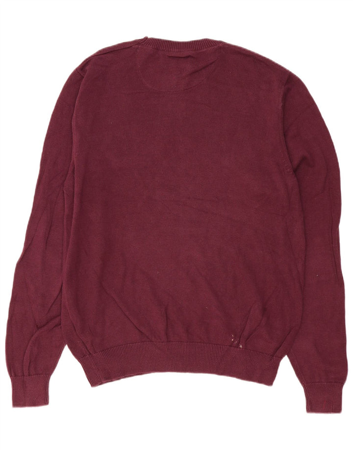 Suéter masculino Marks & Spencer com gola redonda, algodão médio vinho