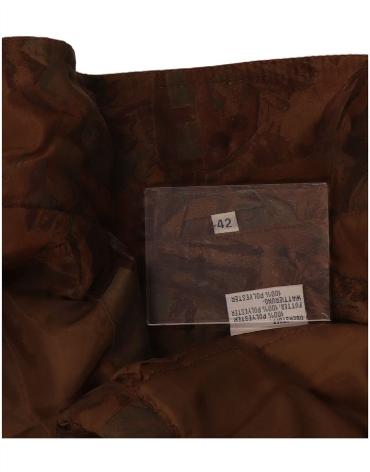 Capa de chuva feminina VINTAGE com ajuste solto e padrão abstrato UE 42 grande marrom