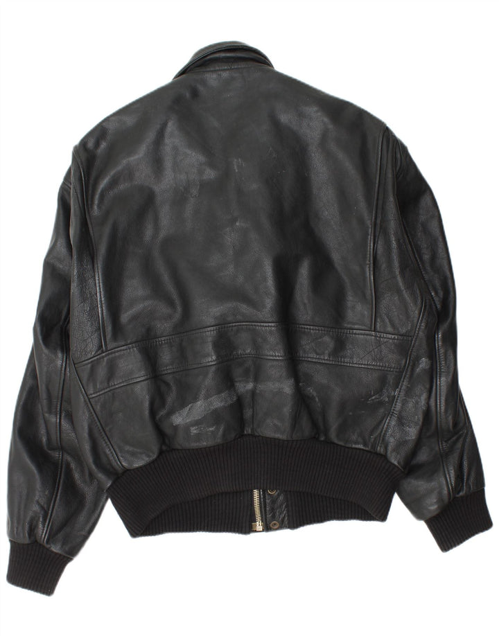 Jaqueta de couro militar masculina vintage IT 52 XL couro preto