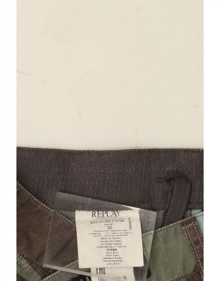 Replay Mens Chino Shorts W30 Médio Algodão Geométrico Multicolorido