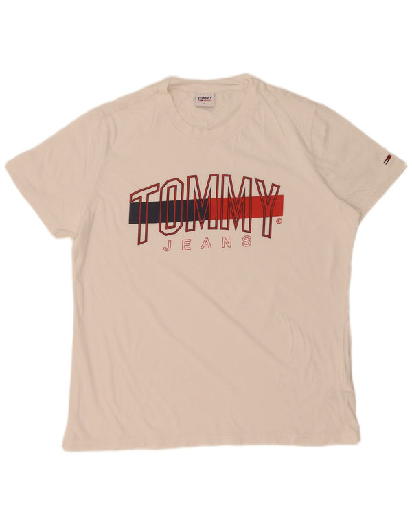 Tommy Hilfiger Camiseta masculina gráfica Top XL algodão branco
