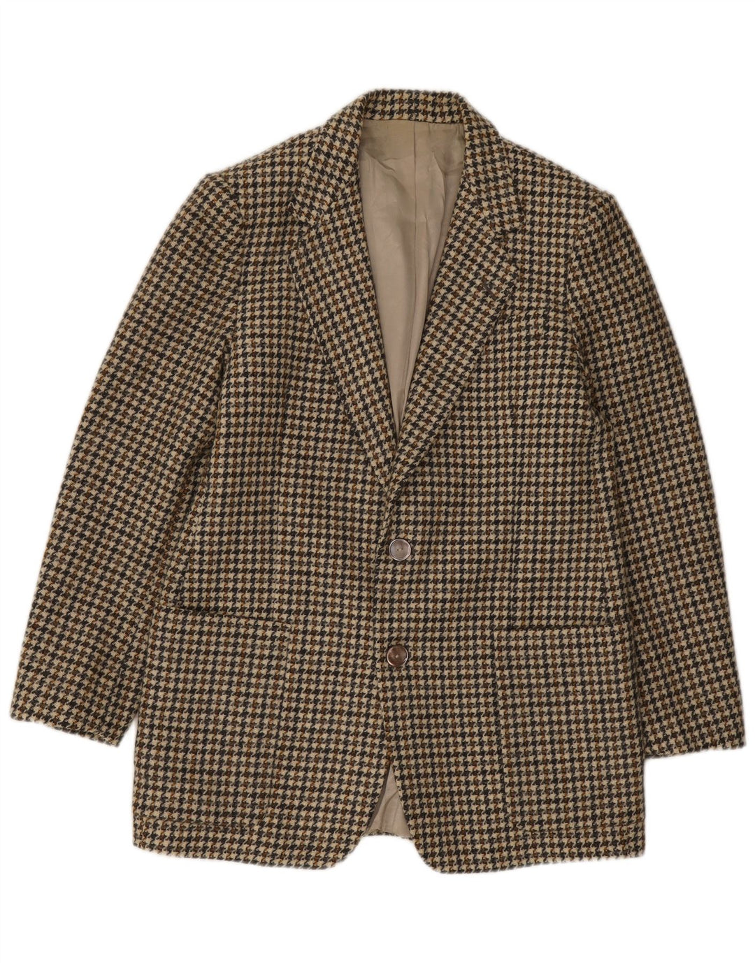 Jaqueta blazer masculina de 2 botões Repórter IT 48 lã houndstooth marrom médio