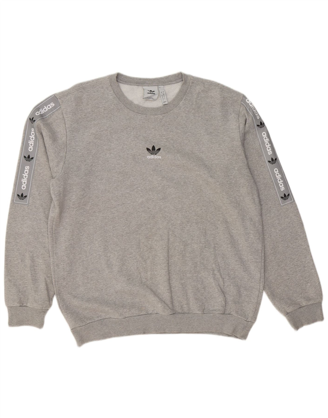 ADIDAS Mens Graphic Sweatshirt Jumper Grande Algodão Cinzento