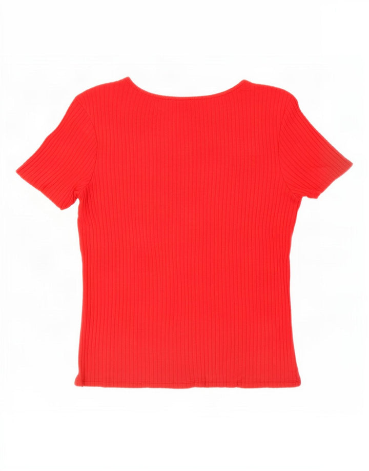 Camiseta feminina Zara UK 12 viscose vermelha média