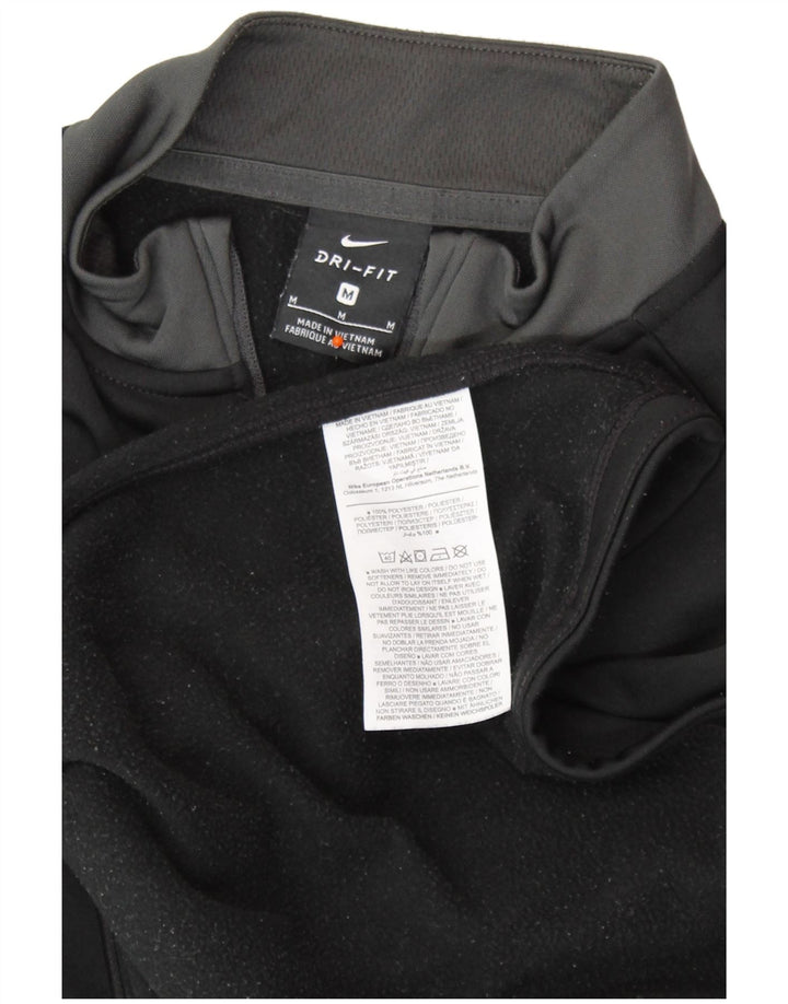 NIKE Masculino Dri Fit Zip Neck Pullover Treino Top Médio Preto Colourblock