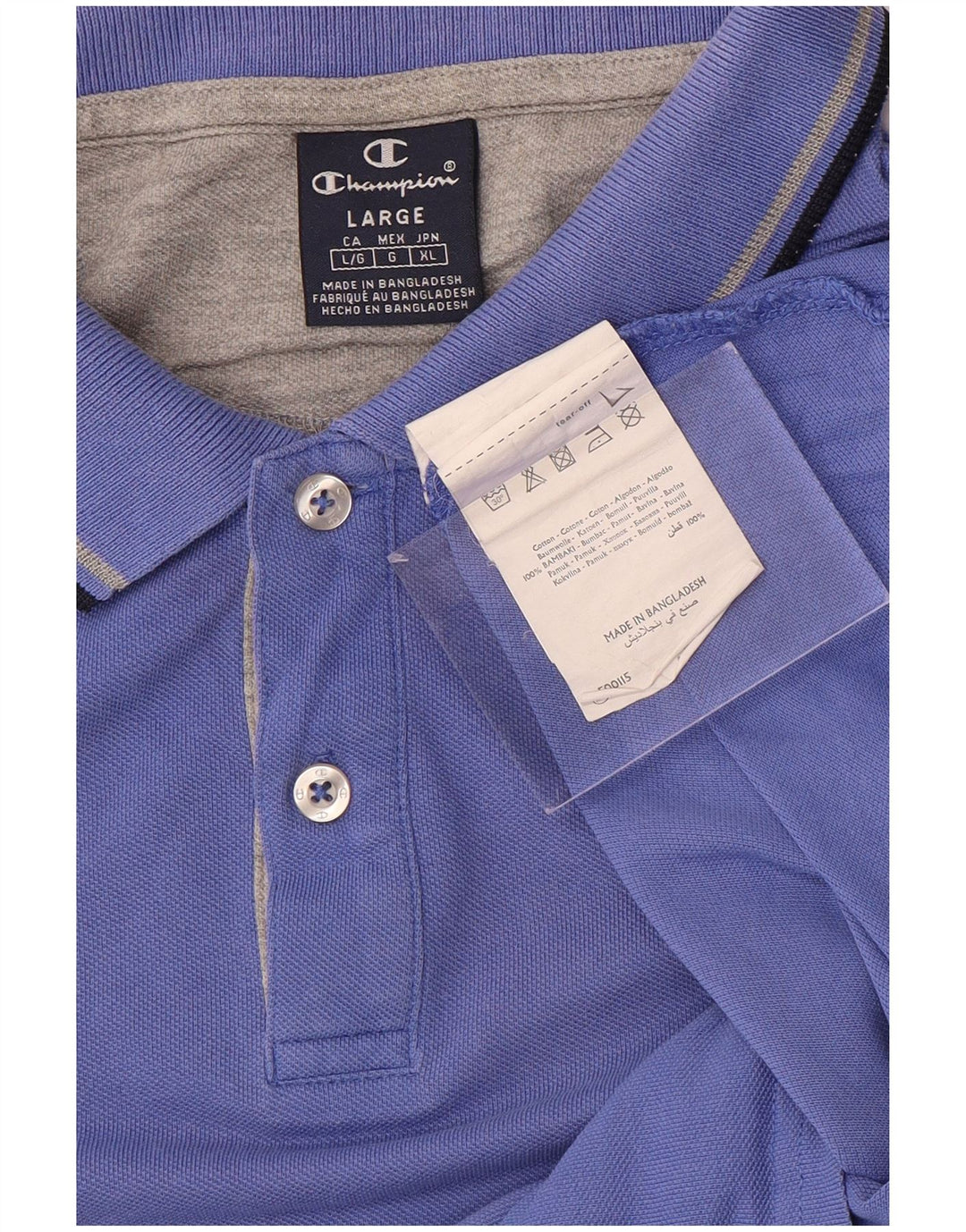 Camisa polo masculina Champion grande algodão azul