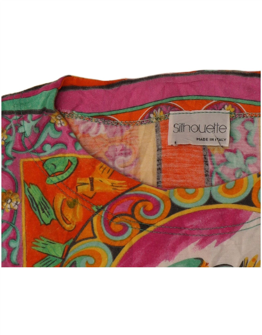 Camiseta feminina gráfica Silhouette UK 16 grande patchwork multicolorido