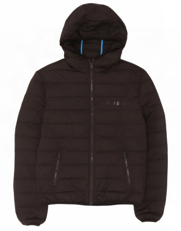 Jaqueta acolchoada com capuz masculina Diesel UK 42 XL poliéster preto