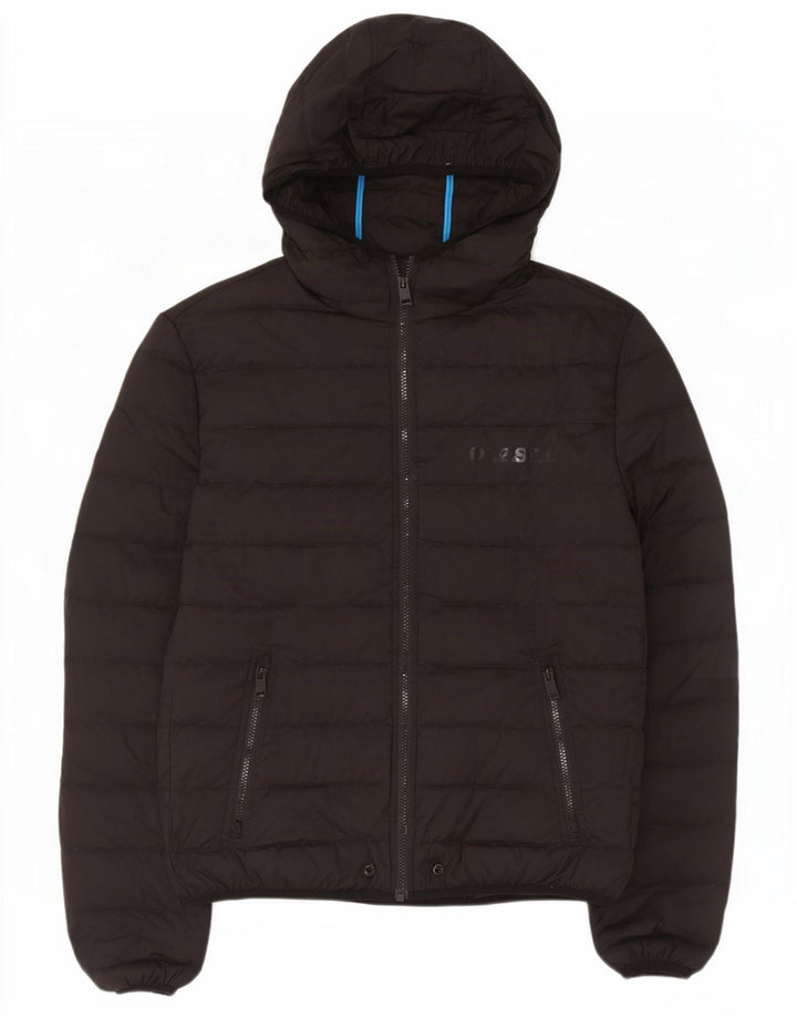 Jaqueta acolchoada com capuz masculina Diesel UK 42 XL poliéster preto