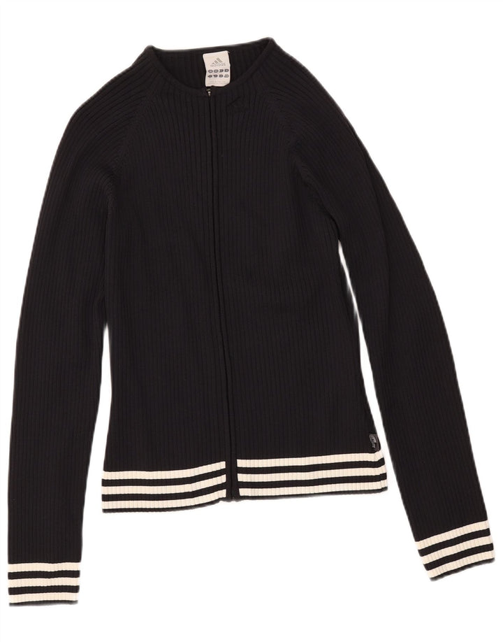 ADIDAS Suéter Cardigan Feminino UK 12 Médio Preto Nylon