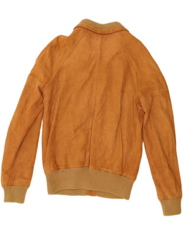 Jaqueta bomber masculina vintage de camurça IT 54 2XL couro marrom
