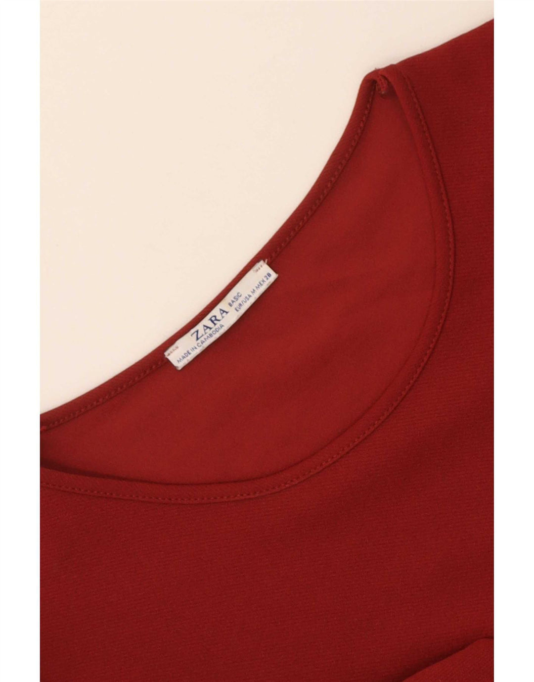 Vestido feminino Zara com manga 3/4 UK 14 vermelho médio
