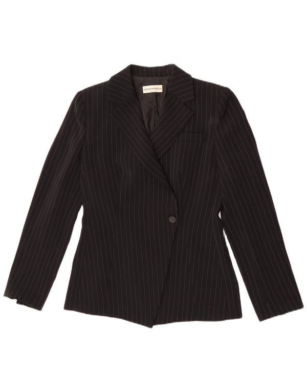 Jaqueta blazer feminina Emporio Armani com 1 botão Reino Unido 8 listras pretas pequenas