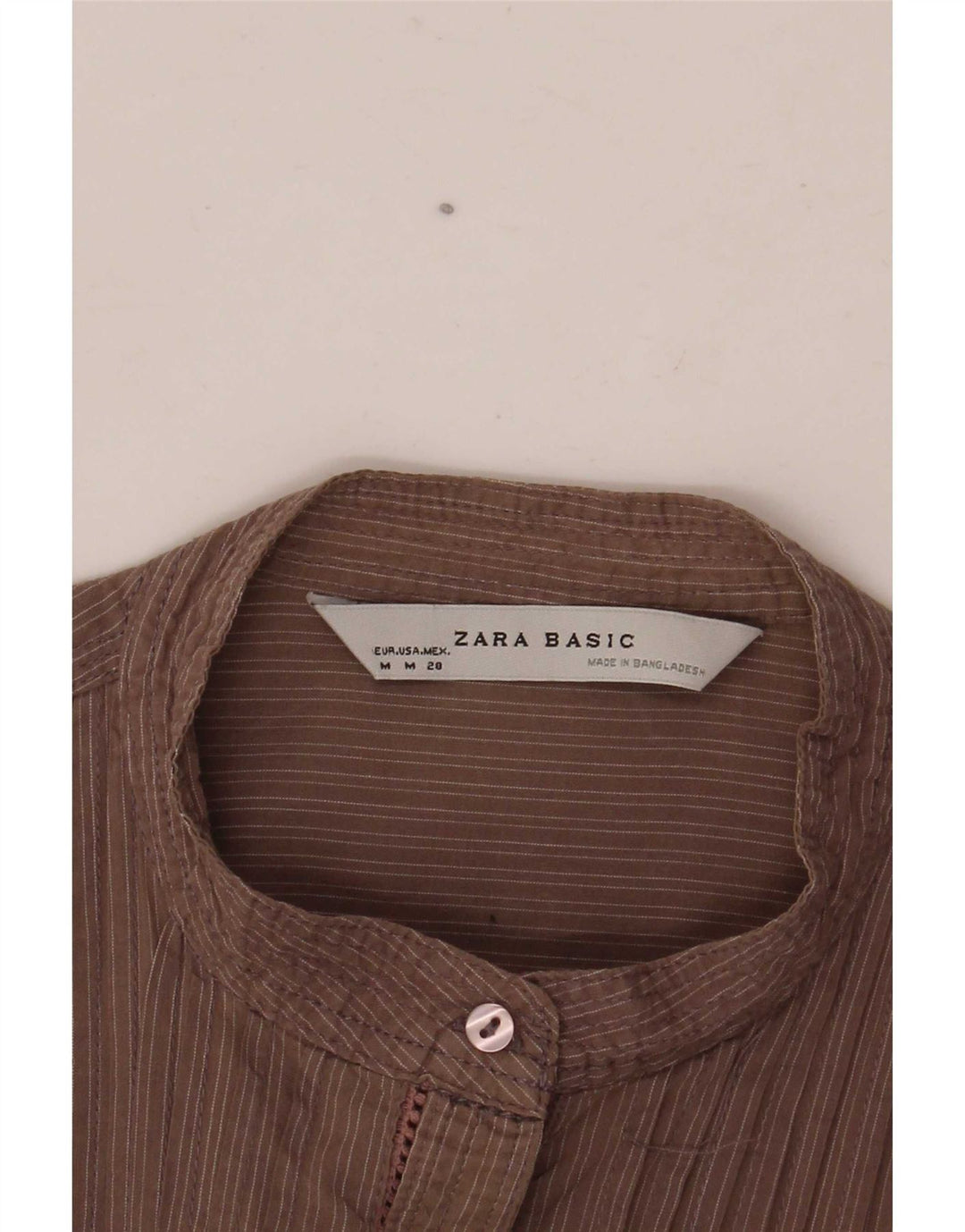 Camisa de smoking feminina Zara Reino Unido 12 listrado marrom médio