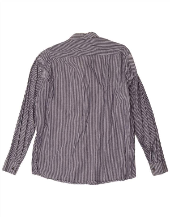 Camisa masculina Wrangler grande algodão listrado azul marinho