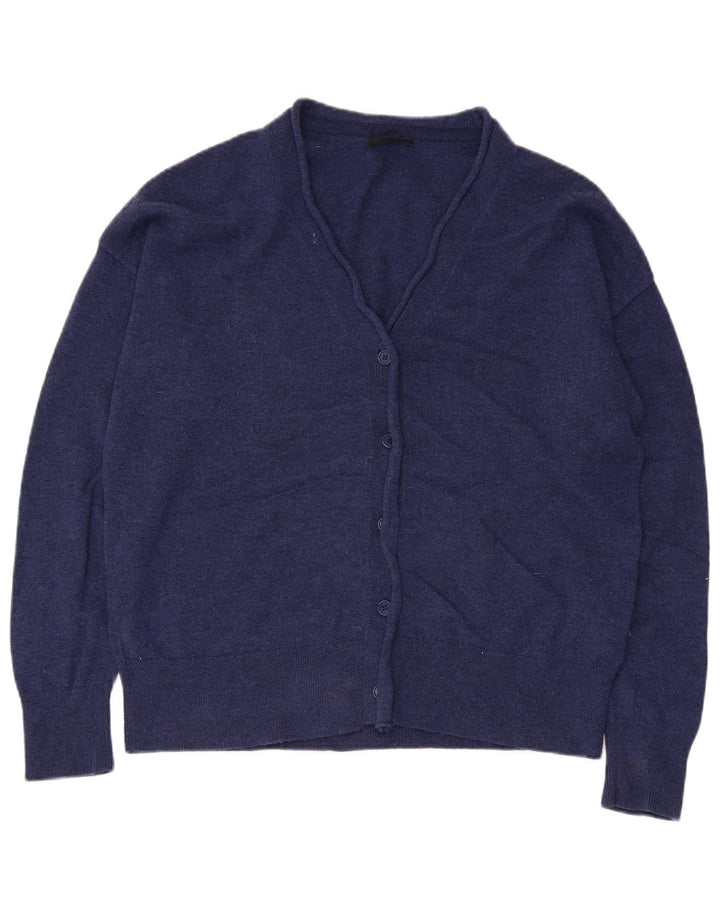 Suéter cardigã feminino Cos UK 14 lã azul marinho médio
