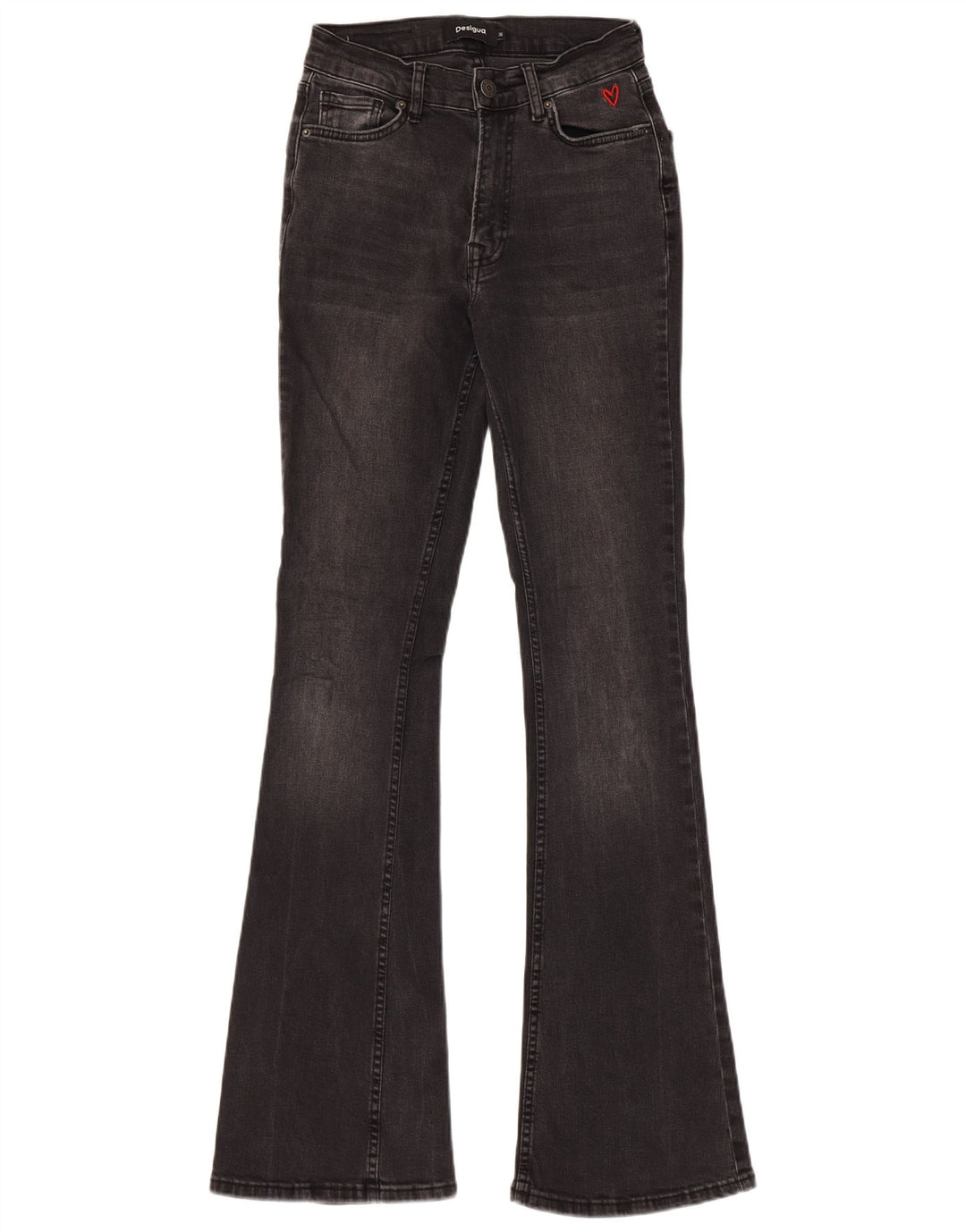 Jeans feminino Desigual Slim Flared EU 36 Pequeno W26 L33 Algodão Preto
