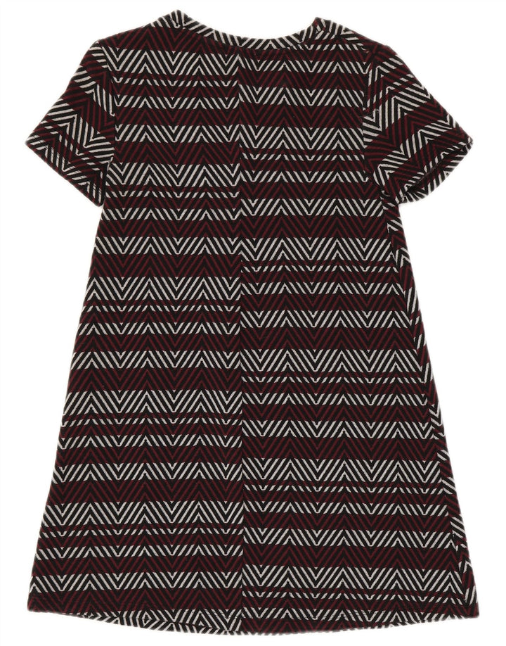 Zara Vestido feminino Trafaluc básico Reino Unido 8 Pequeno Borgonha Chevron Poliéster