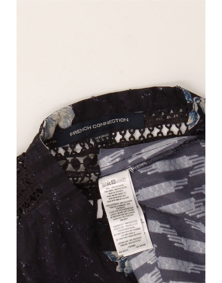 Blusa feminina de manga comprida French Connection UK 10 pequena azul marinho