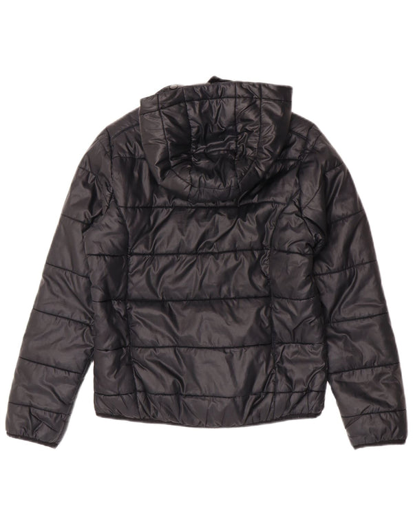 Casaco acolchoado com capuz Adidas para meninas 11-12 anos preto poliéster