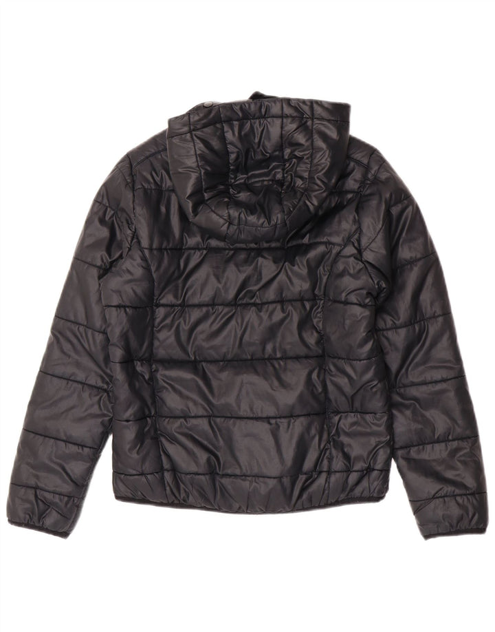 Casaco acolchoado com capuz Adidas para meninas 11-12 anos preto poliéster