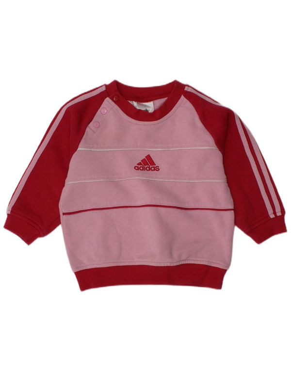 Suéter gráfico Adidas para meninas de 9 a 12 meses rosa bloco colorido
