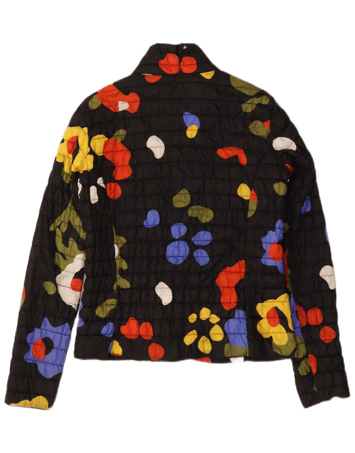 Jaqueta acolchoada feminina K-Way UK 14 grande preta floral