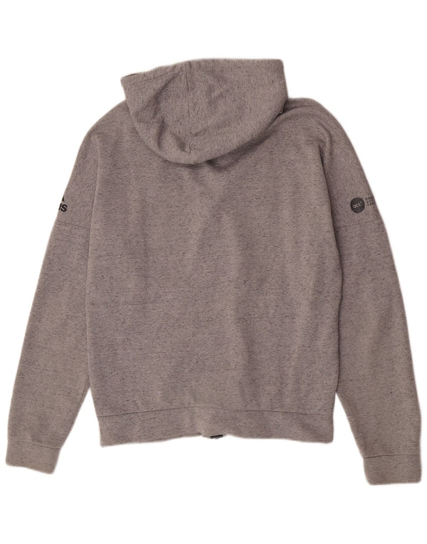Adidas Womens Hooded Tracksuit Top Jacket UK 12 Médio Cinza Algodão Esportes