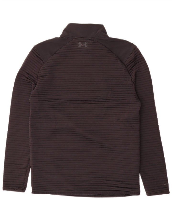 Under Armour Mens Zip Neck Pulôver Treino Top Pequeno Poliéster Preto
