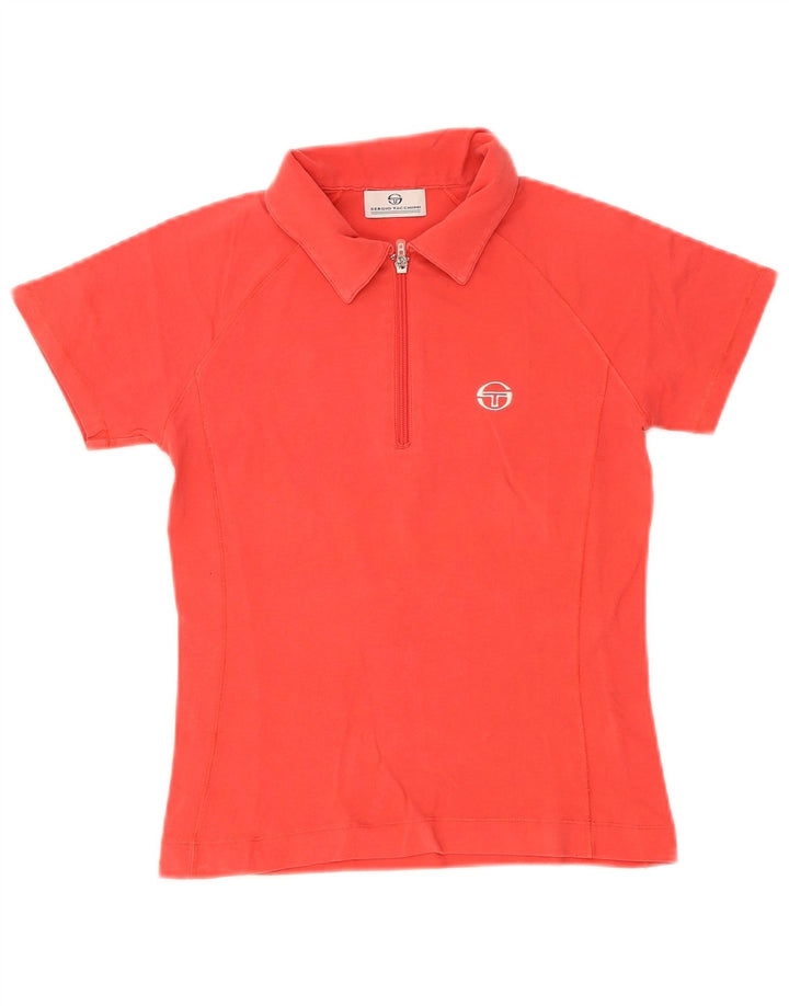 Camisa polo feminina Sergio Tacchini Reino Unido 12 algodão vermelho médio