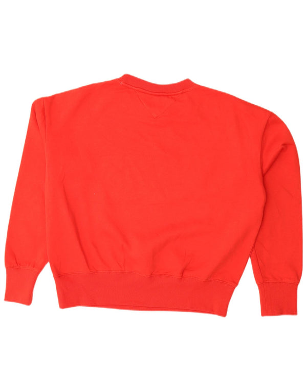Tommy Hilfiger moletom feminino oversized jumper Reino Unido 10 pequeno algodão vermelho