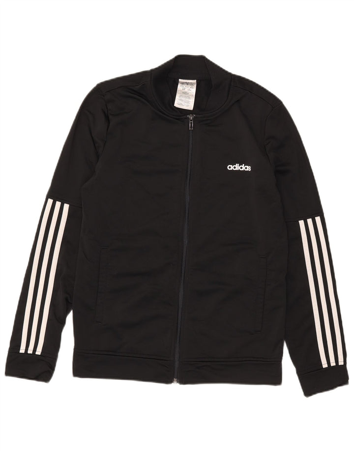 Adidas Womens Tracksuit Top Jacket UK 12/14 Médio Preto Poliéster