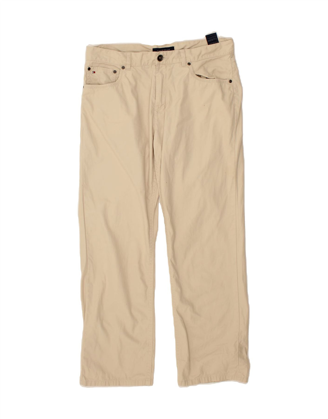 TOMMY HILFIGER Mens Straight Casual Trousers W33 L30  Beige Cotton Vintage Tommy Hilfiger and Second-Hand Tommy Hilfiger from Messina Hembry 