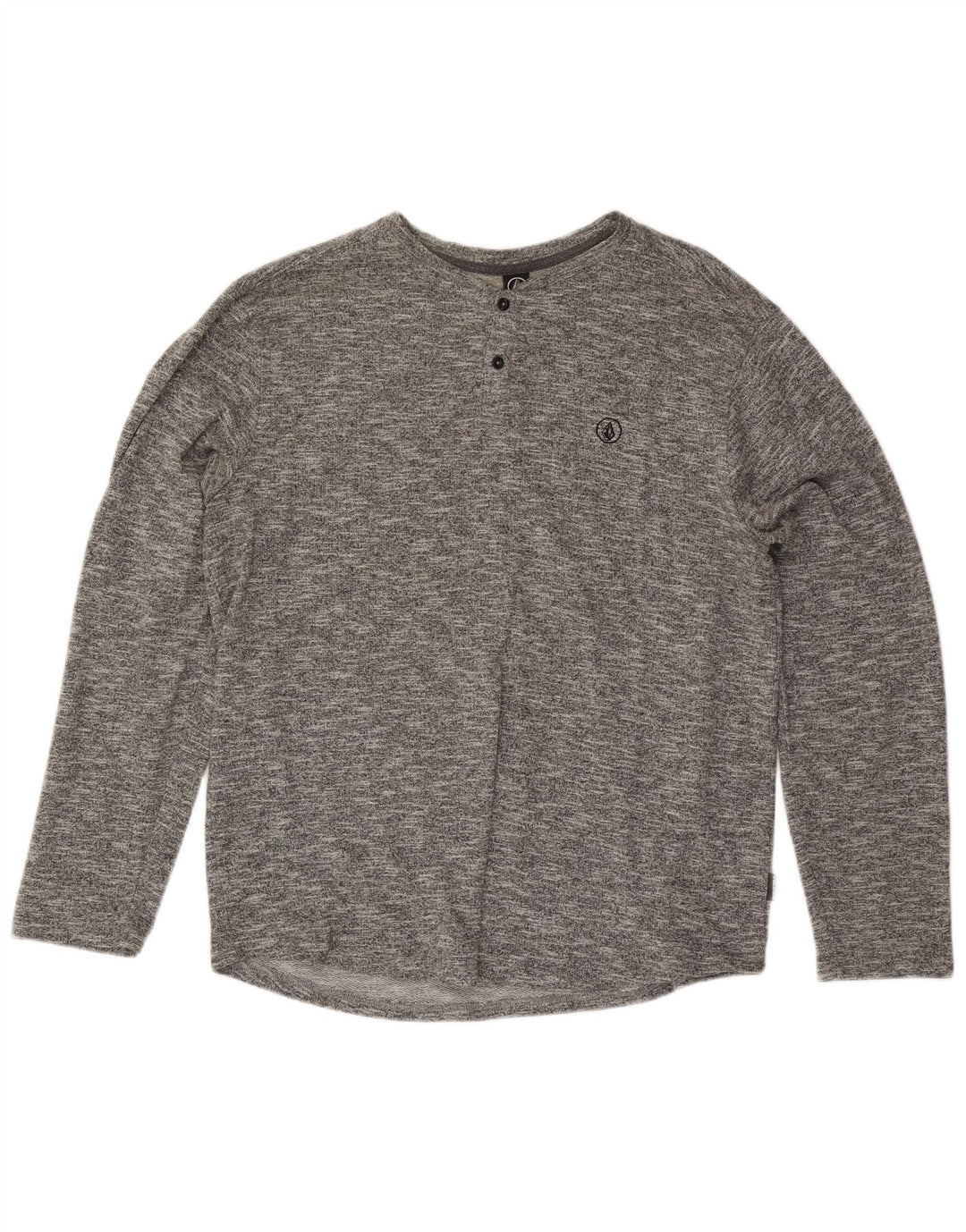 Top masculino Volcom de manga comprida XL cinza manchado de algodão