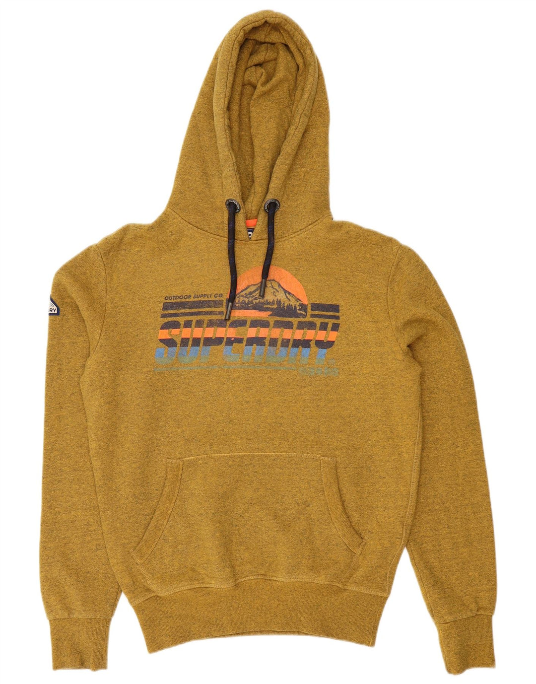 SUPERDRY moletom com capuz masculino gráfico solto e pequeno algodão amarelo