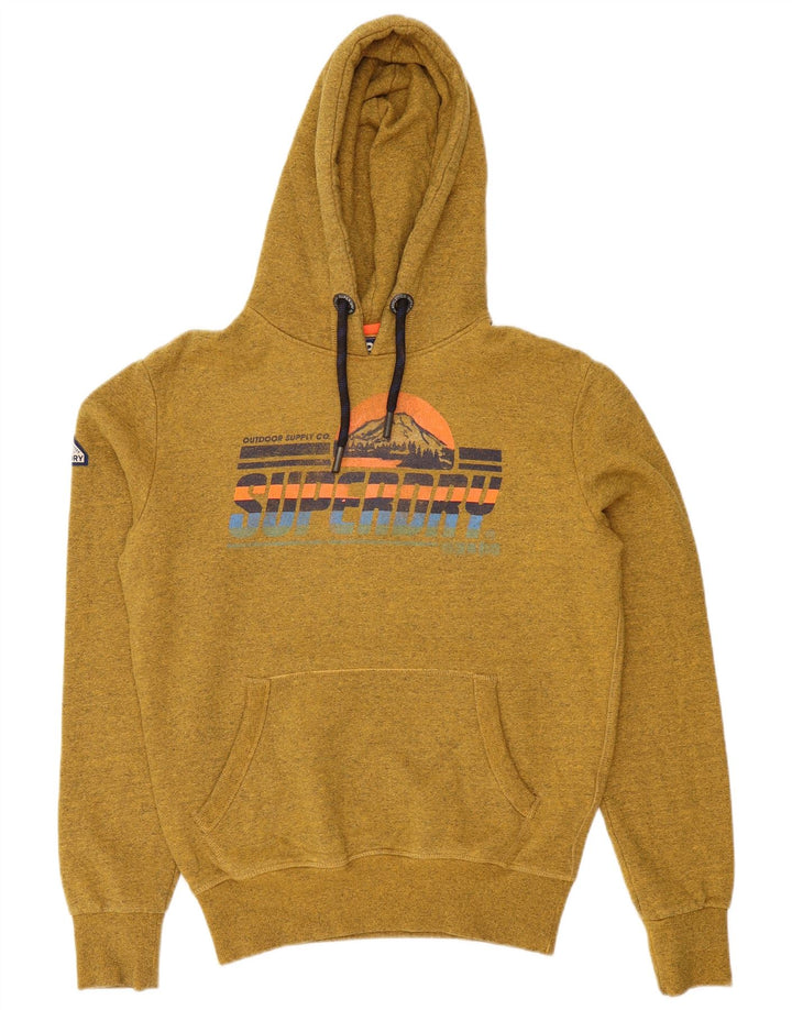 SUPERDRY moletom com capuz masculino gráfico solto e pequeno algodão amarelo