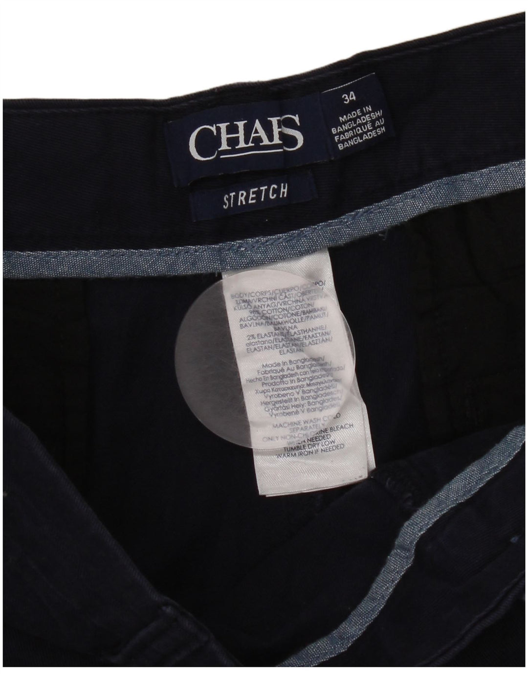 Shorts Chino Masculino Chaps W34 Grande Algodão Azul Marinho