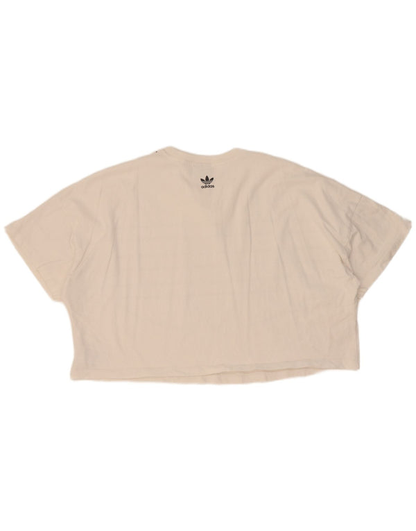 Adidas Womens Crop Graphic T-Shirt Top UK 20 2XL White Cotton