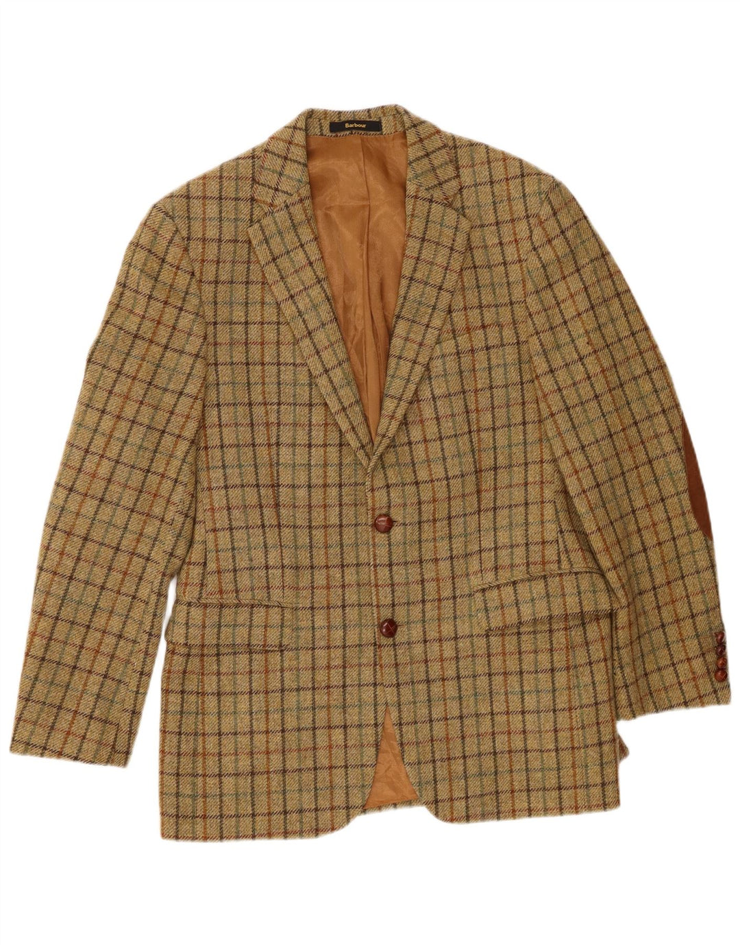 Jaqueta blazer masculina Barbour com 2 botões UE 48 médio verde xadrez nova lã