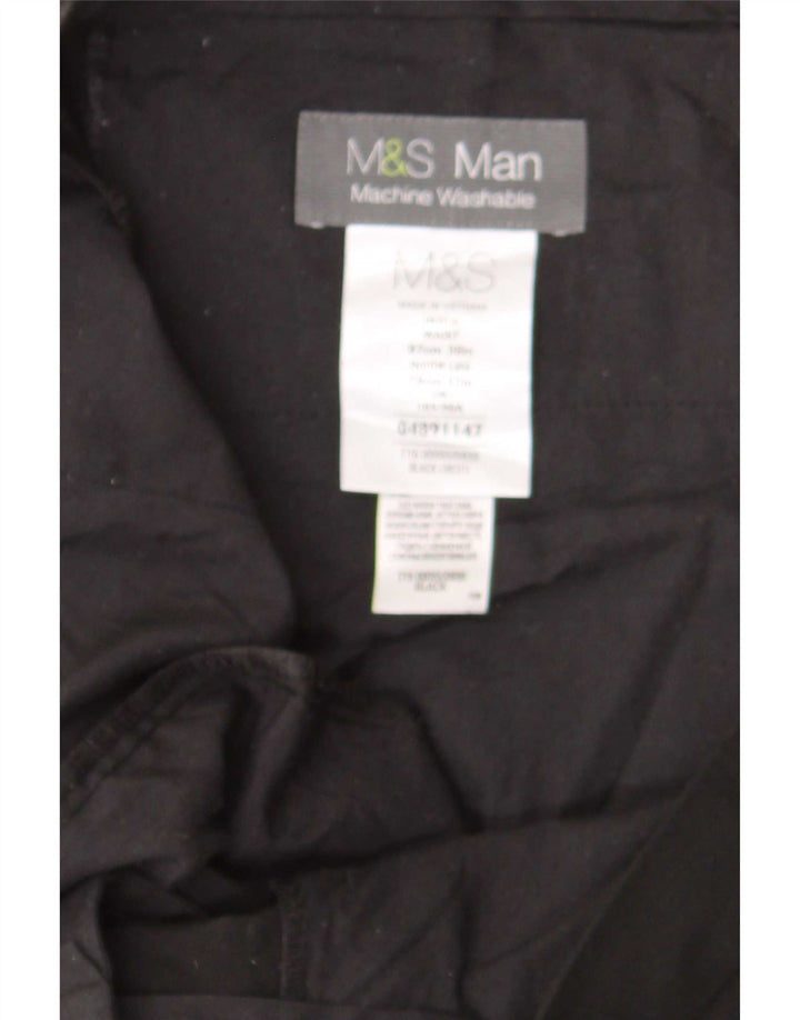 Calça masculina de terno reto Marks & Spencer W39 L31 poliéster preto