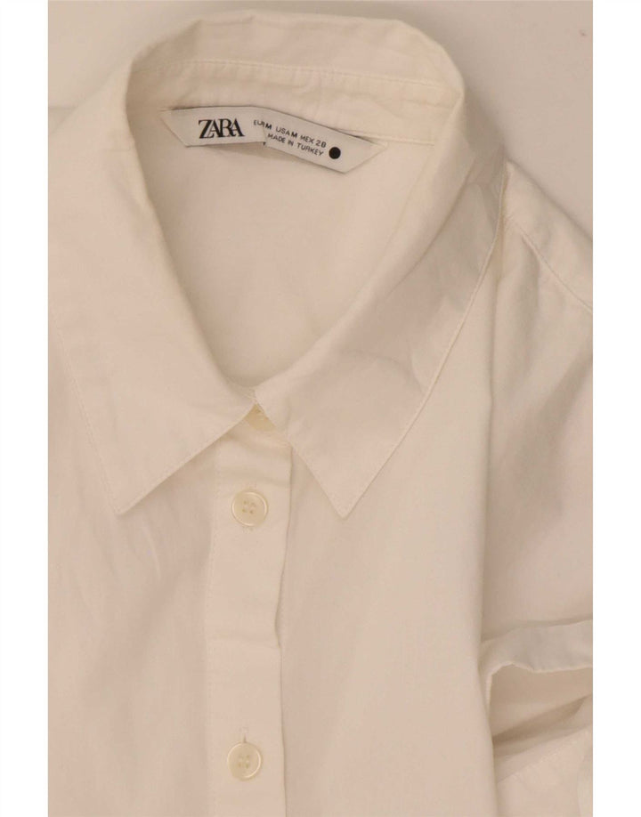 Blusa feminina Zara com gravata frontal Reino Unido 12 médio branco