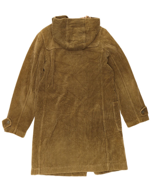 Casaco feminino de veludo cotelê com capuz American Eagle Reino Unido 14 algodão cáqui médio