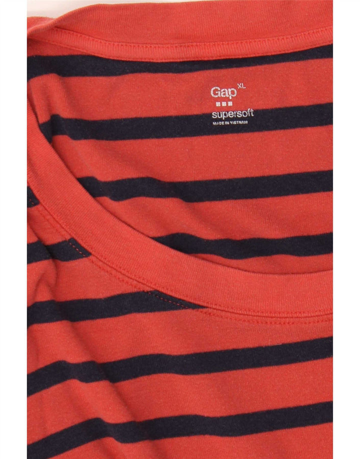 Top feminino Gap manga comprida UK 18 XL listrado vermelho
