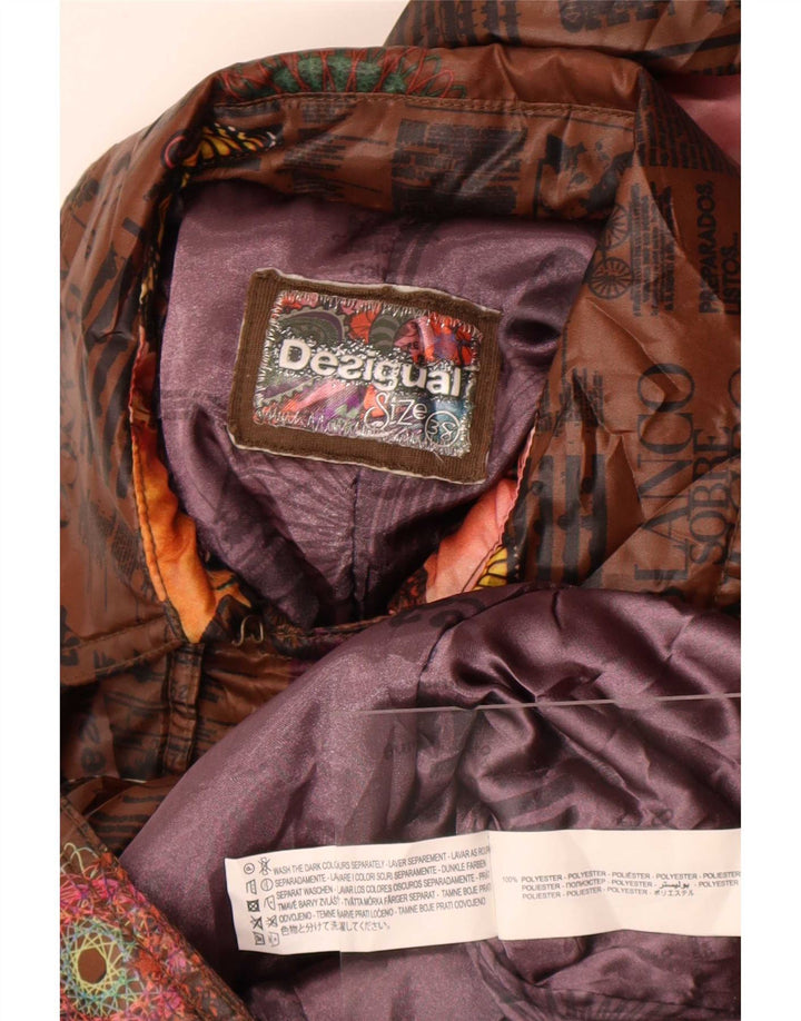Trench coat feminino Desigual EU 38 poliéster floral marrom médio