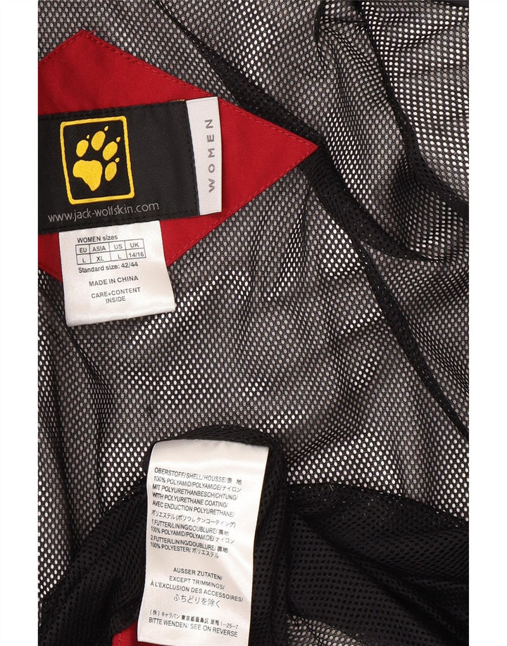 Jaqueta de chuva feminina com capuz Jack Wolfskin Reino Unido 14/16 grande poliamida vermelha